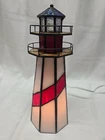 Vtg Dale Tiffany Stained Glass Lighthouse Lamp 10” Nautical Table Night Light