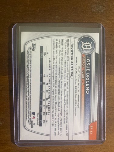 2025 1er réfracteur Bowman Paper Josue Briceno 7/175 Detroit Tigers - Photo 2/2