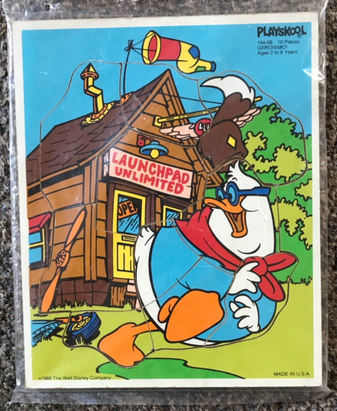 Playskool Vintage Wooden Puzzle 1986 Disney Ducktales Launchpad Unlimited-DD