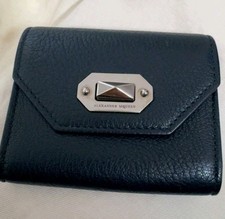  Authentic Alexander McQueen Card Case Business Card Holder Leather Blue