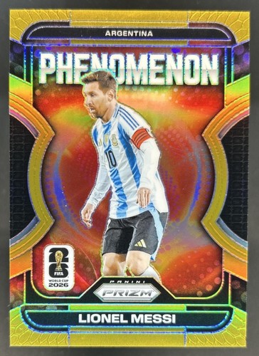 2026 Panini Prizm World Cup Lionel Messi Phenomenon Gold #/10 Argentina