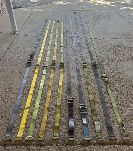 Lot of 10 Ratchet Tie Downs E-Track, 2” Inch Straps Cargo Semi Freight Equipment
