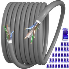 Cat 6 Shielded Ethernet Cable 500ft Outdoor 30 RJ45 , 23AWG 500FT, Grey