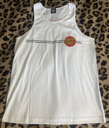 Santa Cruz Skateboards Tank Top Size Large White Classic Dot Beach Wear