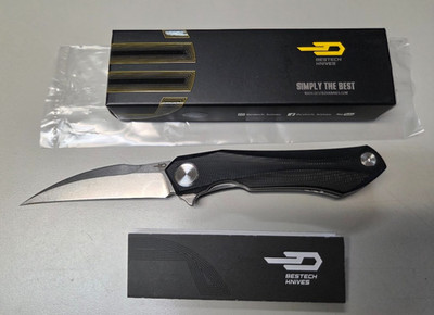 Bestech Knives Ivy Folding Knife 3'' 14C28N Sandvik Steel Blade Black G10 Handle