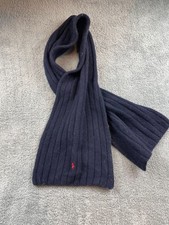 Polo Ralph Lauren Scarf Cable Knit Blue Lambs Wool