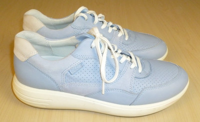 Ecco Womens Soft 7 Runner Sneakers Shoes  Light Blue Round Toe Lace Up  Size 8