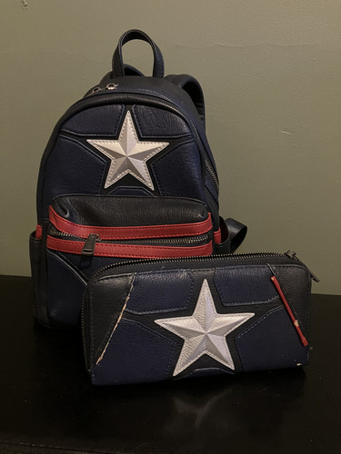 Discontinued Disney/Marvel x Loungefly Captain America Mini-Backpack & Wallet