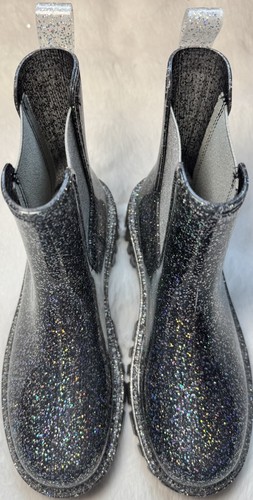 Shein Regenstiefel schwarz holografisch Größe 10 (42) Glitzer neu - Bild 7 von 12