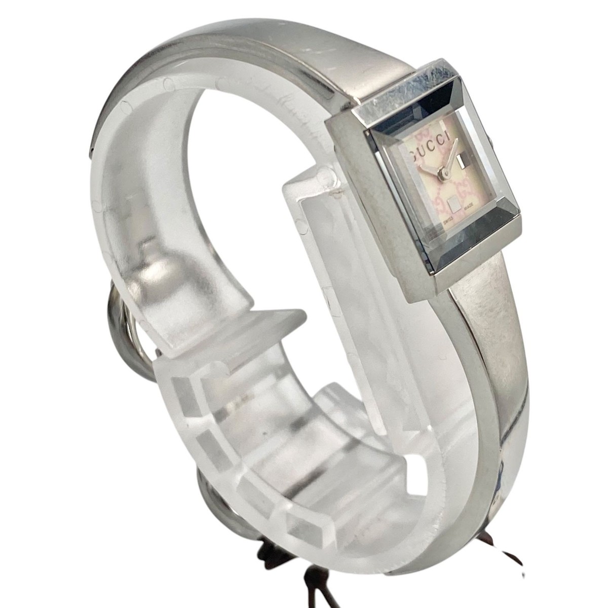 ✨グッチ✨GUCCI✨128.5✨スクエア✨GG柄✨腕時計✨ GUCCI 128.5 15mm Watch Bangle Square Quartz Womens Pink