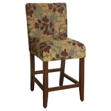 HomePop 24" Print Upholstered Counter Height Barstool Brown: Farmhouse Style,