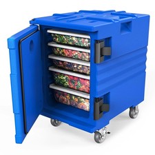 82 QT Stackable Hot Box Food Warmer Insulated Food Pan Carrier w/Lockable Wheels