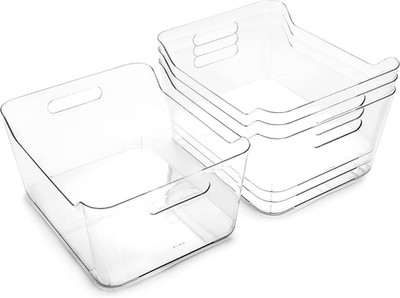 | Plastic Organizer Bins, X-Large - 4 Pack | the SOHO Collection | Multi-Use Org