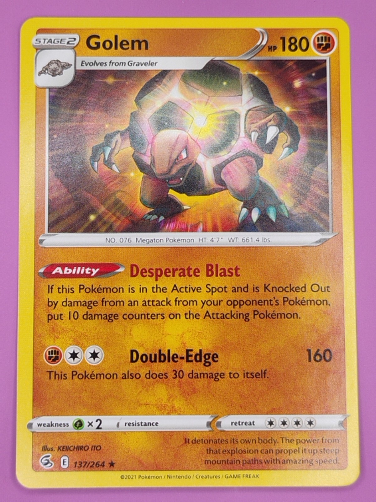 Golem 137/264 Fusion Strike Regular Finish Pokemon Card