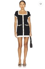 Show Me Your Mumu Black/White Knit Square Neck Button Front Cardigan L