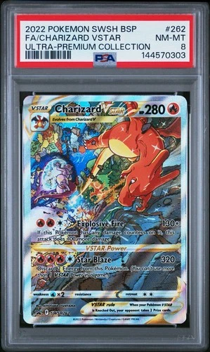 2022 POKEMON SWSH BLACK STAR PROMO #262 FULL ART/CHARIZARD VSTAR PSA 8