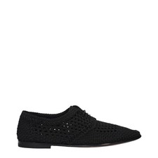 Dolce&Gabbana Men Black Oxfords Shoes Fabric Lace Up Monk Strap Casual Loafers