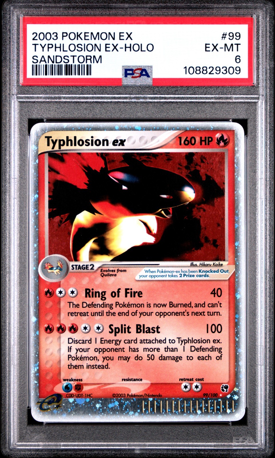 Pokemon EX Sandstorm Typhlosion ex 99/100 Holo Ultra Rare PSA 6 Excellent-Mint