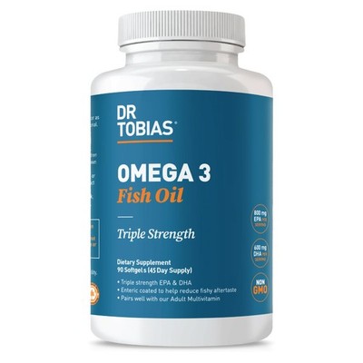 Dr. Tobias Omega 3 Fish Oil 2000mg Triple Strength 800 EPA 600 DHA 90 Softgels