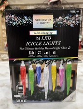 Gemmy Orchestra of Lights Color Changing 24 LED Icicle Lights Christmas Holiday