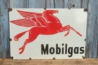 Vintage 12" Mobilgas Porcelain Metal Sign Mobil Oil Gas Pegasus