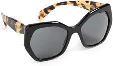Prada Heritage PR 16RS 1AB5S0 Black Plastic Butterfly Sunglasses Grey Lens