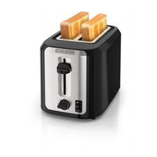 BLACK DECKER 2-Slice Toaster, with Extra-Wide Slots and Bagel Function, Black wi