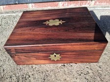 vintage wooden box with hinged lid