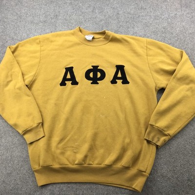 Vintage Sorority Sweatshirt Adult 2XL Yellow Alpha Phi Alpha Greek Pullover USA
