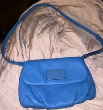 Marc by Marc Jacobs Small Blue Pebbled  Leather Crossbody Bag