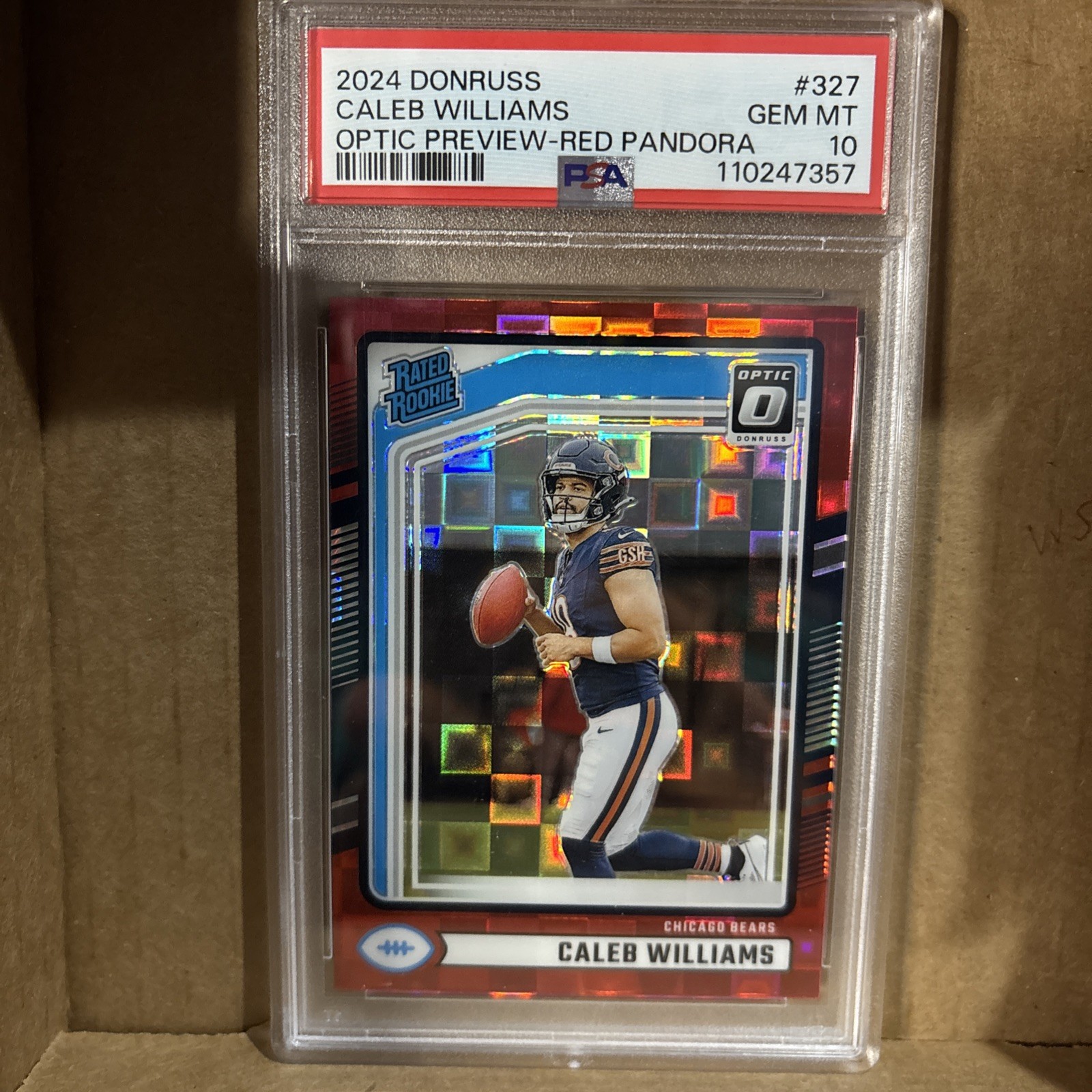 2024 Donruss - Rated Rookie Caleb Williams Optic Red Pandora Prizm (RC) PSA 10