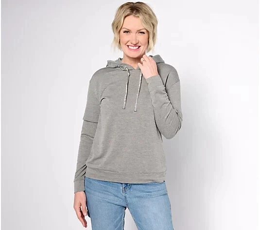 MUK LUKS French Terry Hooded Pullover Gray Size Large A555450