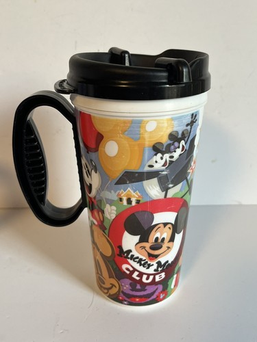 2 Disney Parks WDW Refillable Mug Cup w/Handle & Lid Plastic Mickey Minnie Goofy - Picture 10 of 19