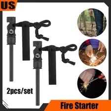 2Pack 3 in1 Fire Starter Flint Steel Striker Ferro Rod Firesteel Camping Lighter