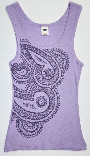 Old Navy Ribbed Tank Women Sz S Vintage Slim Textured Paisley Boho Vacation Y2K - Picture 5 of 14