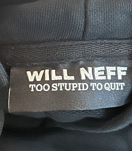NUEVO En Bolso - Will Neff - Demasiado Estupido Para Dejar *Sudadera con Capucha Negra* Talla Grande - Imagen 4 de 5