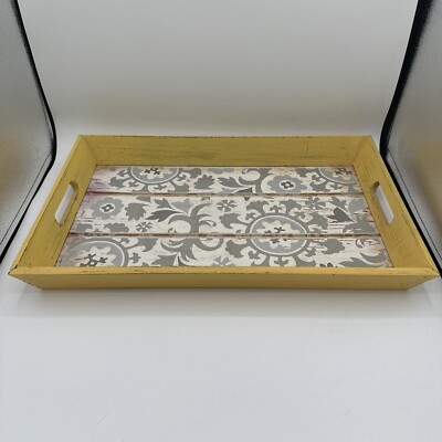 Yellow Wooden Serving Tray Spring Decoration