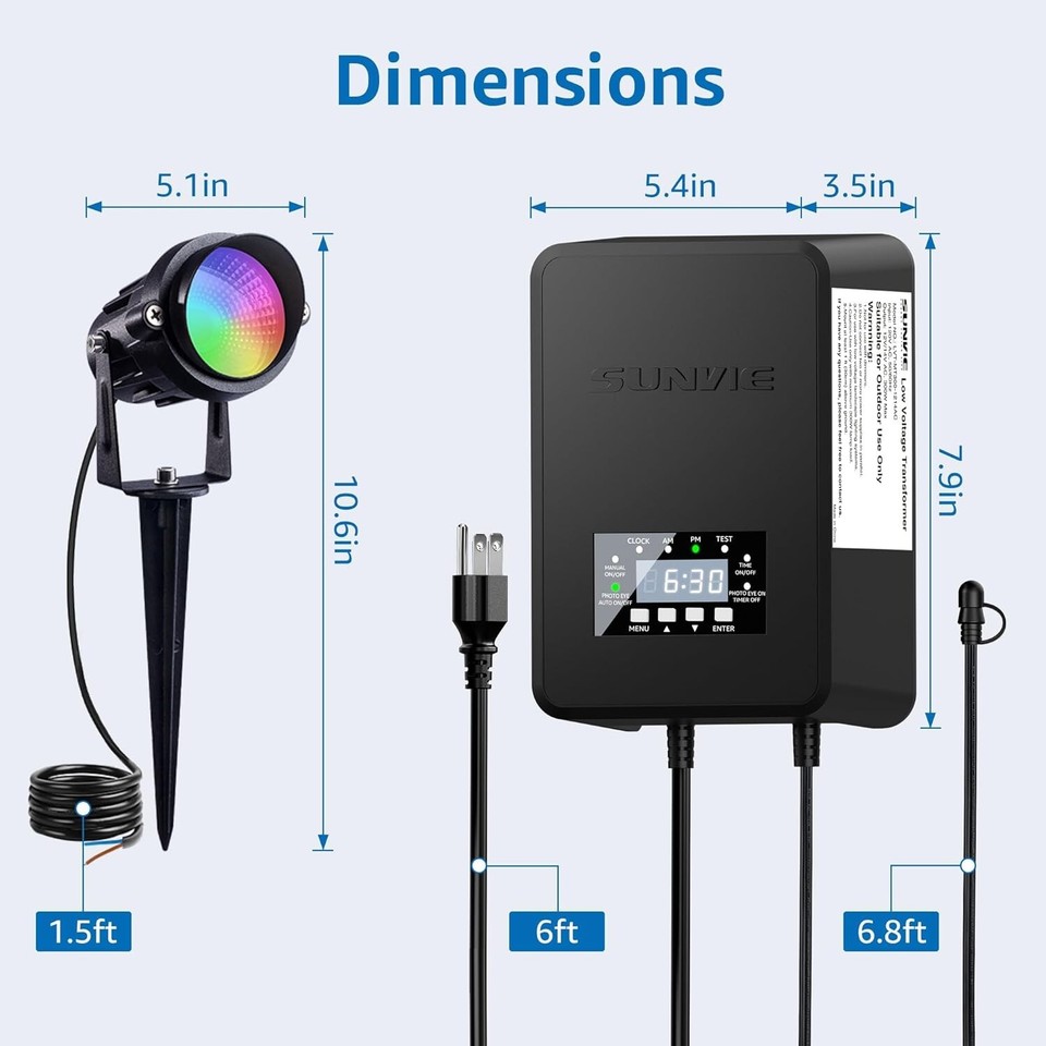 12 Pack RGBW Color Changing Landscape Lights with 300W Low Voltage