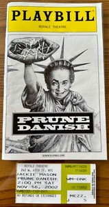 Jackie Mason Prune Danish Playbill  Royale Theatre  w/Ticket November 16, 2002