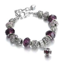 Bracelet with Charms Girl Women Violet Color Crystal Beads Type Jewelry
