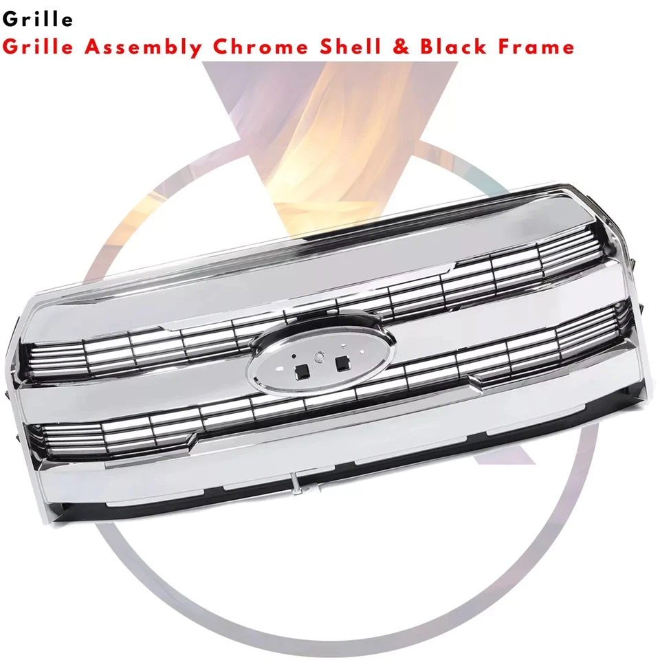 Front Bumper Face Bar Chrome & Headlights Assembly Kit For 2015-2017 Ford F-150 Foto 4 de 4
