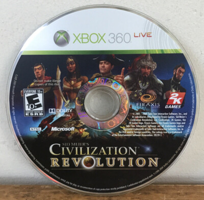 2003 Sid Meiers Civilization Revolution Xbox 360 Live Video Game Disc