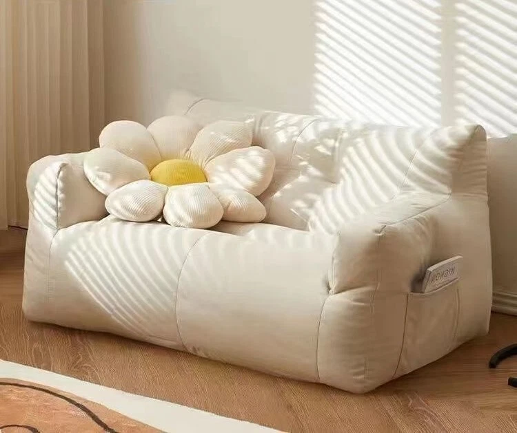 White Floor Sofa Couch Soft 2 Seats Puffy Comfortable Sofa Living Room Couch - Image 2 of 2