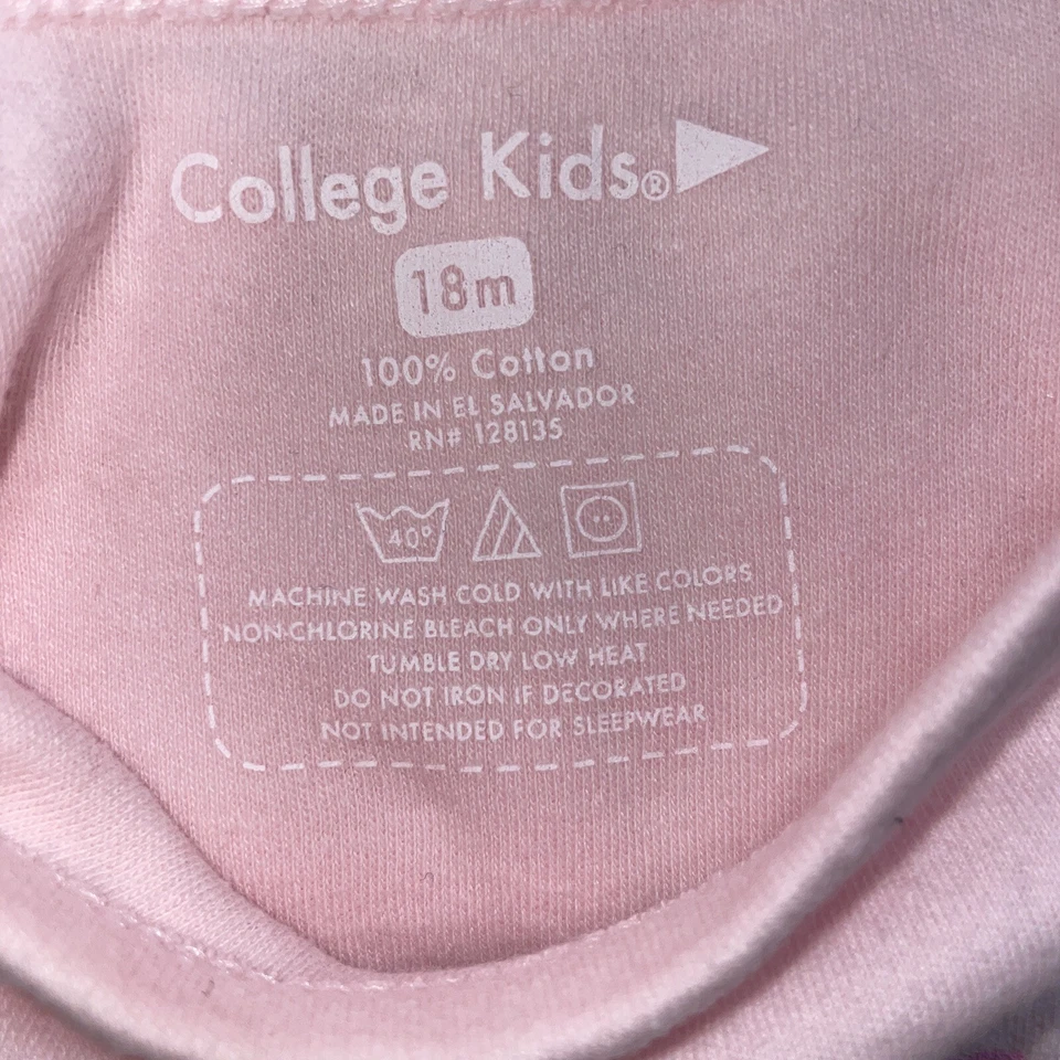 Temple University Owls Girls Bodysuit Romper 18 Months Pink Tye Die NCAA Baby - Image 3 of 4