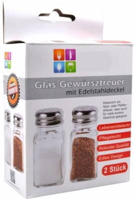 2x Gewürzstreuer aus Glas Edelstahldeckel Gewürzgläser Vorratsgläser Salzstreuer