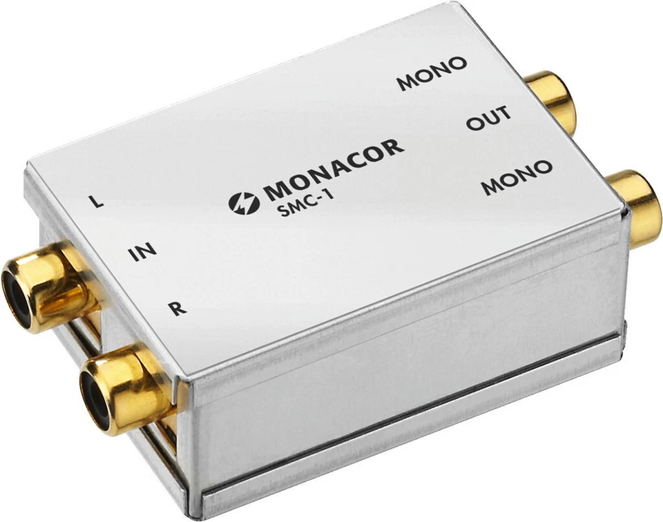 Monacor SMC-1 - Convertidor estéreo RCA fono a mono, adaptador de señal de audio