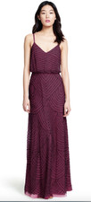 Adrianna Papell Art Deco Beaded Gown Cassis Purple sz 0 NWT Bridesmaid Prom 260