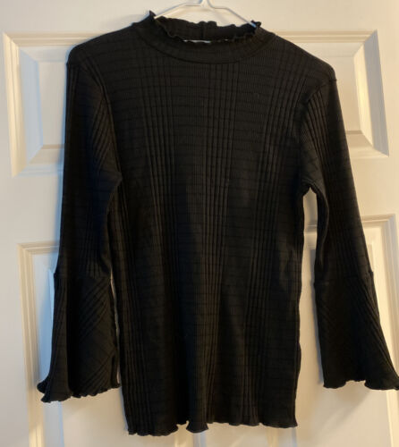 Michael Stars Long, Bell Sleeve Sweater Top, Black