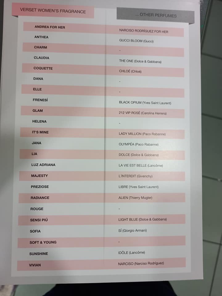 Perfume Verset Parfum List X Verset For HER Assorted 15ml