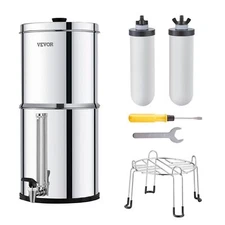 2.25G Gravity-fed Water Filter Countertop System Stainless Steel 2 Filters
